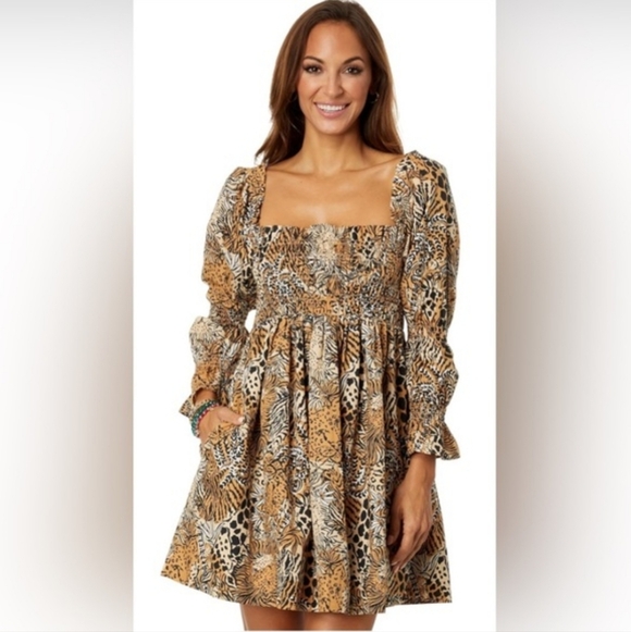 Lilly Pulitzer Dresses & Skirts - NWT Lilly Pulitzer Animal Print Puff Sleeve Dress